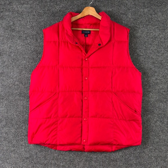 Lands' End Womens L Red Puffer Vest Goose Down Feather Fill Gorpcore Retro - Picture 2 of 8